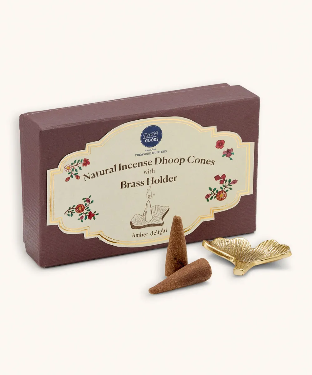 Doing Goods Amber Räucherkegel-Set 13,5cm Dhoop + Halter