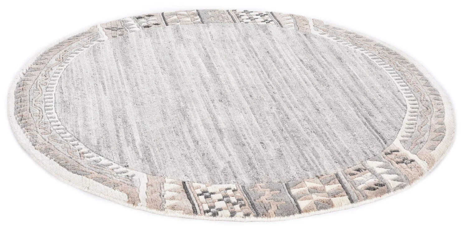 THEKO Nakarta Wollteppich 60x90 cm Natur Grau ungefärbt