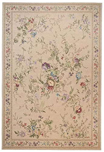 THEKO Flomi Teppich 60x90 cm Beige Floral flach