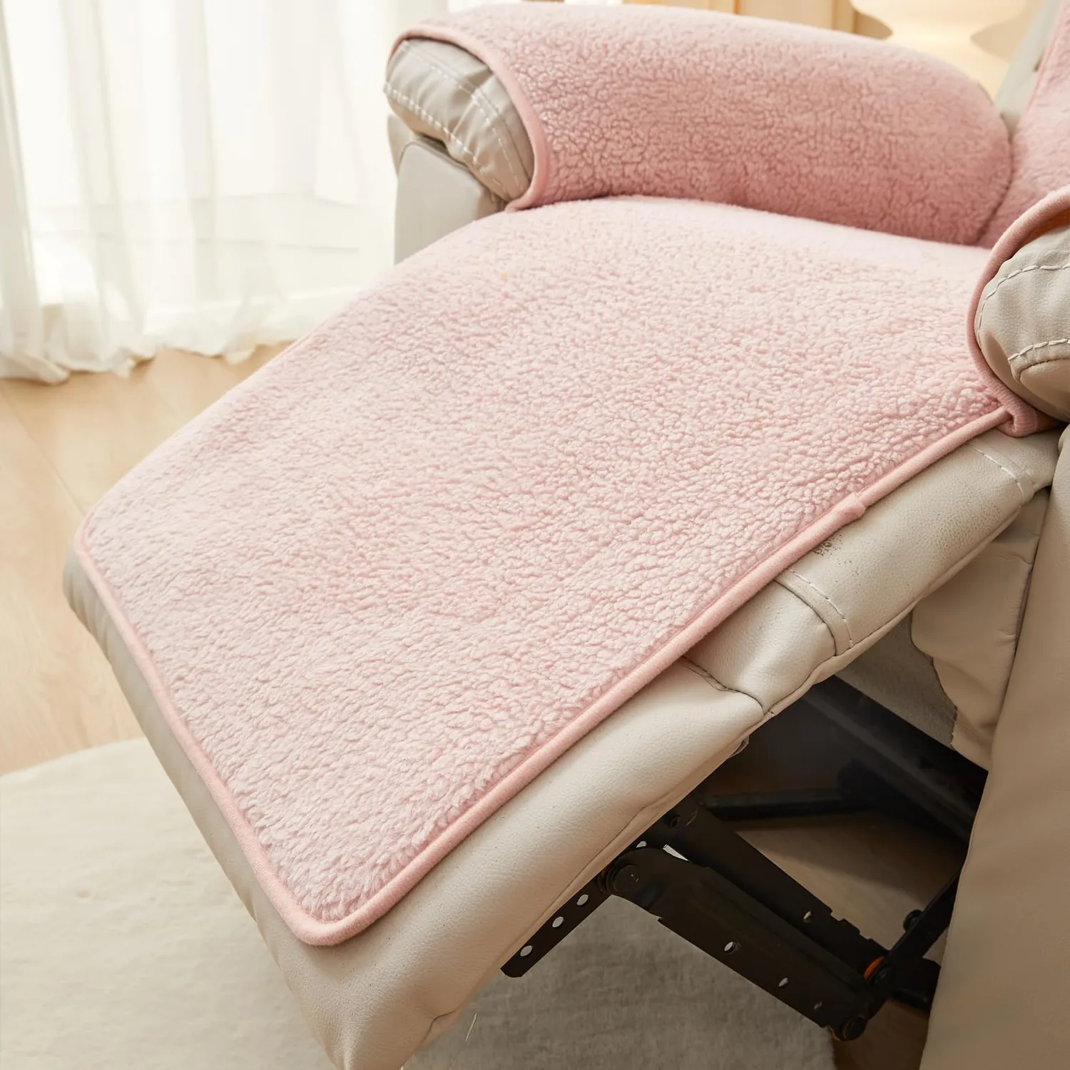 HonunGron Sherpa Sesselschoner 56x207cm Rosa rutschfest