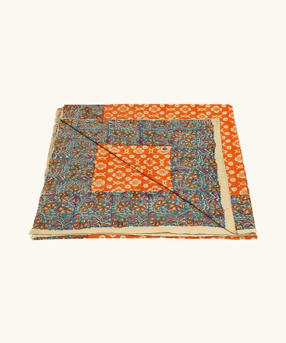 Doing Goods Ulla Double Plaid Decke mit Beutel Orange 240x280