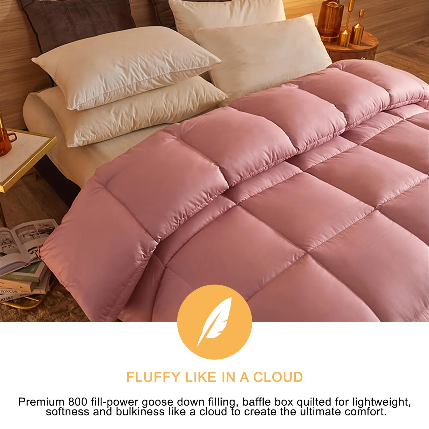 HonunGron Daunendecke Winter 200x230 Rosa 3 kg Daunen