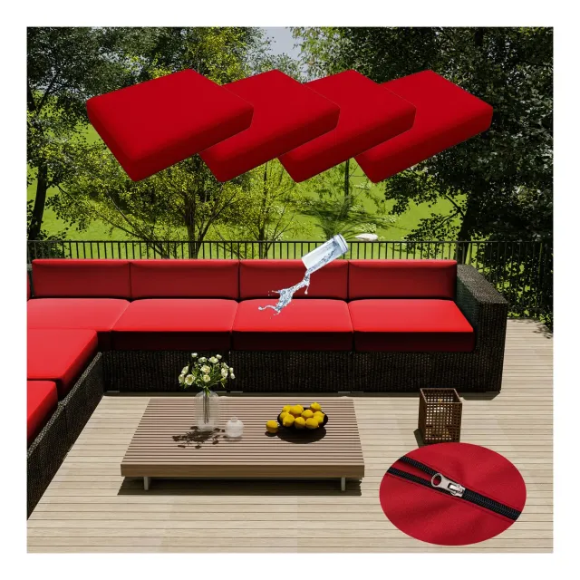 HonunGron Kissenbezug Outdoor 60x60 Rot 4er-Set wasserdicht
