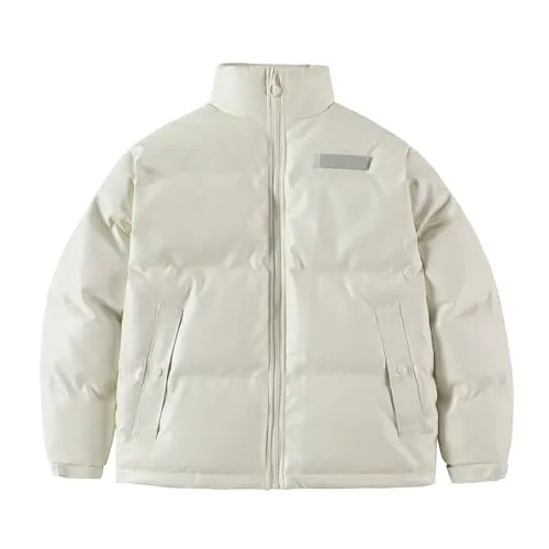 HonunGron Herren Winterjacke Kunstleder Winddicht Wasserdicht