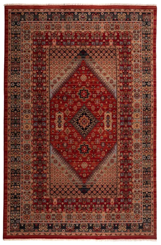 THEKO Saharna Wollteppich 60x90cm Rot Neuseeland-Wolle