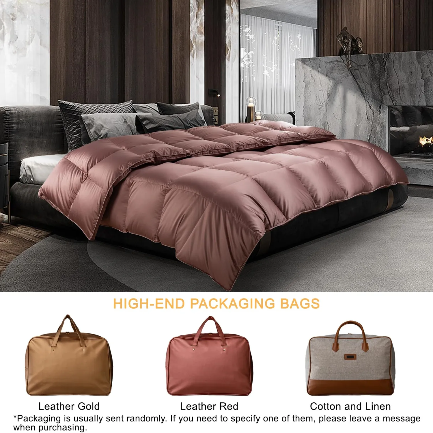 HonunGron Ungarische Daunendecke Rosa 220x240cm 1500g