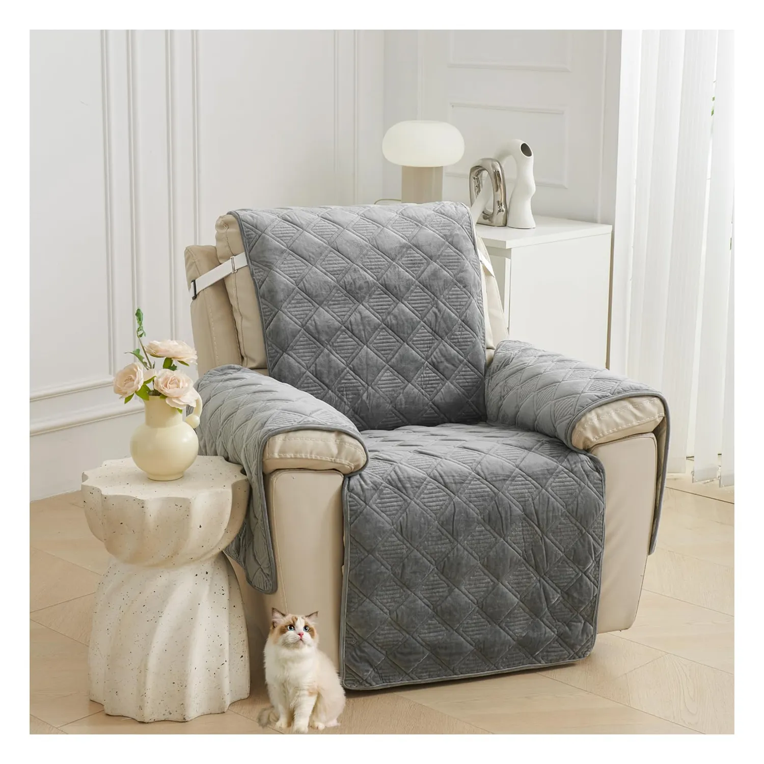 HonunGron Sesselschoner Beige 1 Sitzer 61x185 gesteppt
