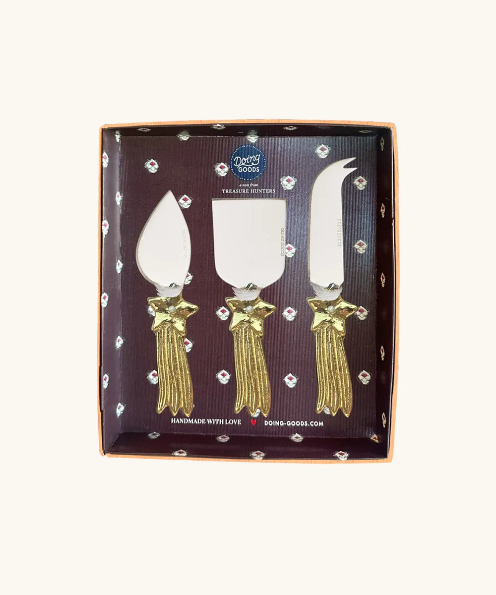 Doing Goods Pearly Star Käsemesser Set 3-teilig gold Messing