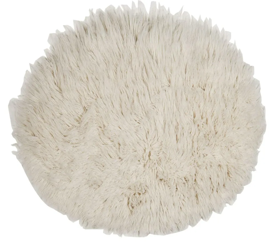 THEKO Flokos 1250 Teppich Natur 100 cm rund Schurwolle