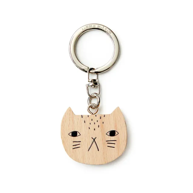 Donna Wilson Mog Schlüsselanhänger Katze Holz 3,5x4cm