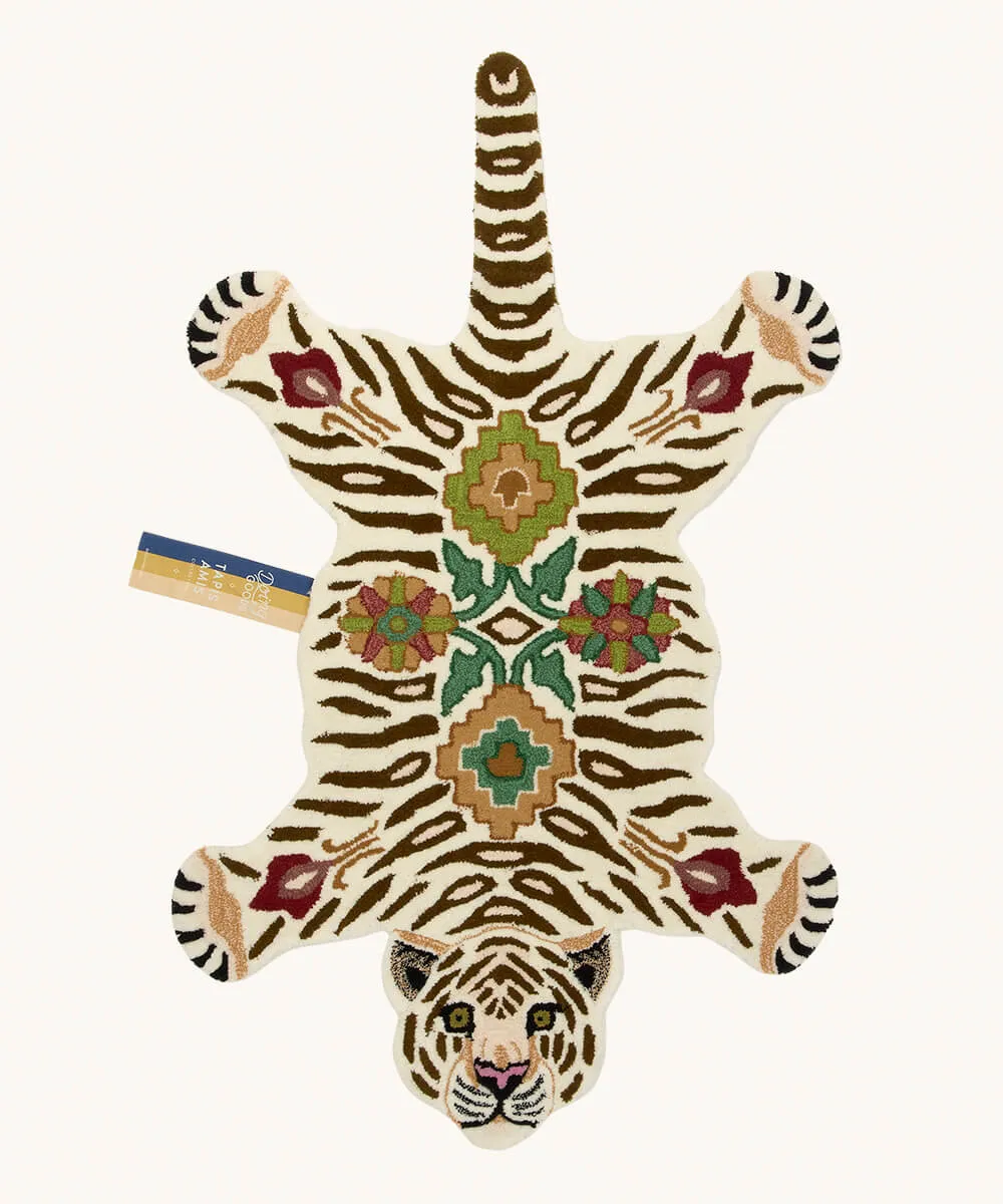 Doing Goods Jill Tiger Teppich 150x90 beige Wolle