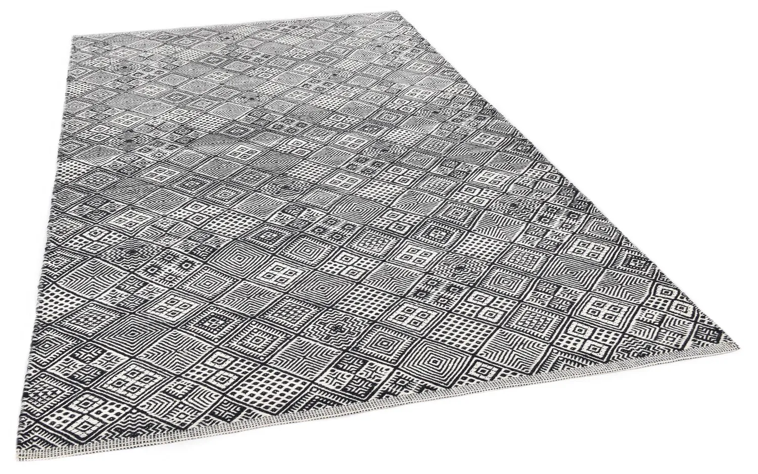 THEKO Molde Wollteppich Schwarz-Weiß 70x140 cm