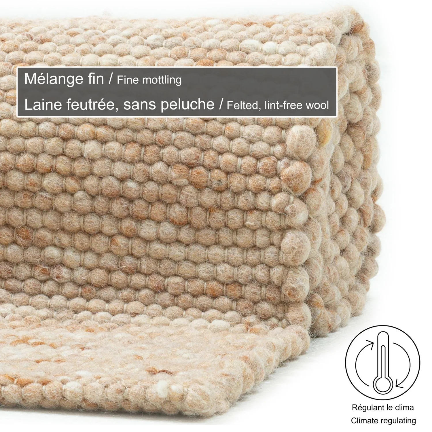 THEKO Alpen Teppich Beige Schurwolle flach
