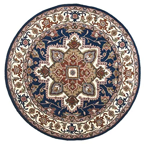 THEKO Royal Heriz Wollteppich rund 150 Blau getuftet