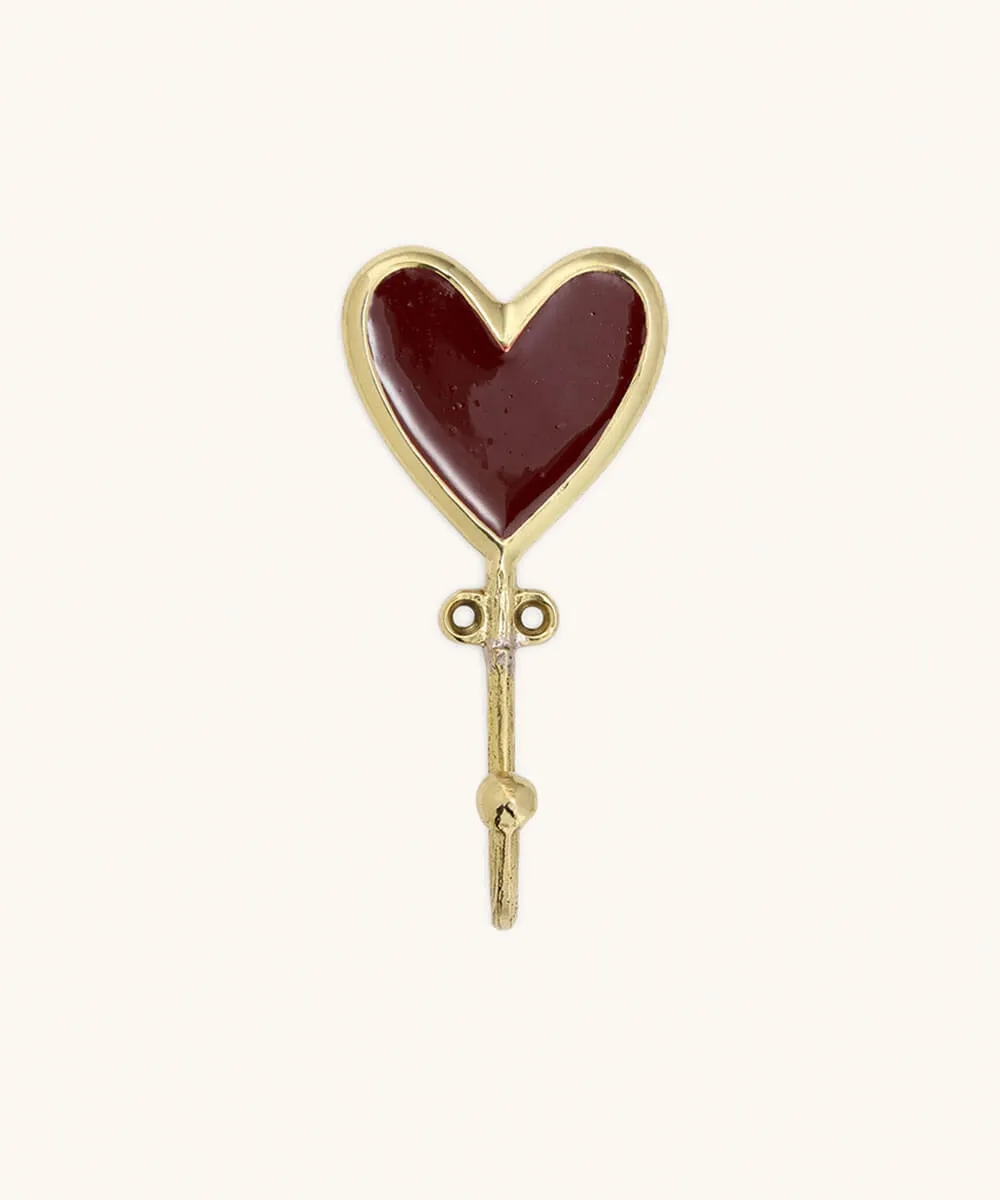 Doing Goods Pyar Herz Groß Wandhaken Messing Rot