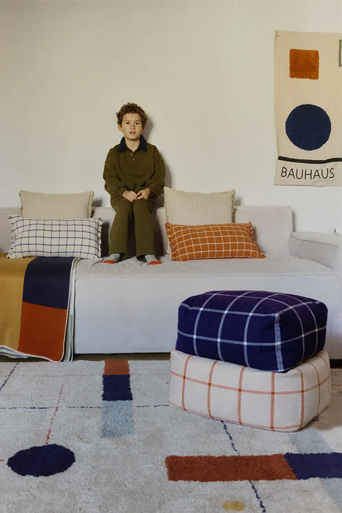 Lorena Canals Geo Block Pouf 45x45 Navy Blue Bauhaus