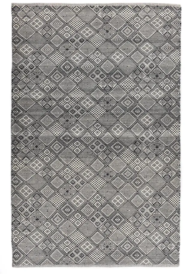 THEKO Molde Wollteppich Schwarz-Weiß 70x140 cm