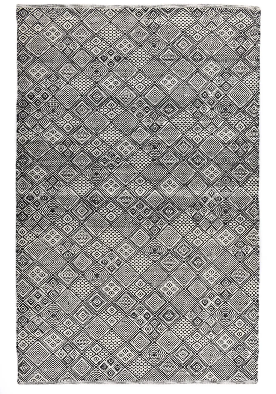 THEKO Molde Wollteppich Schwarz-Weiß 70x140 cm