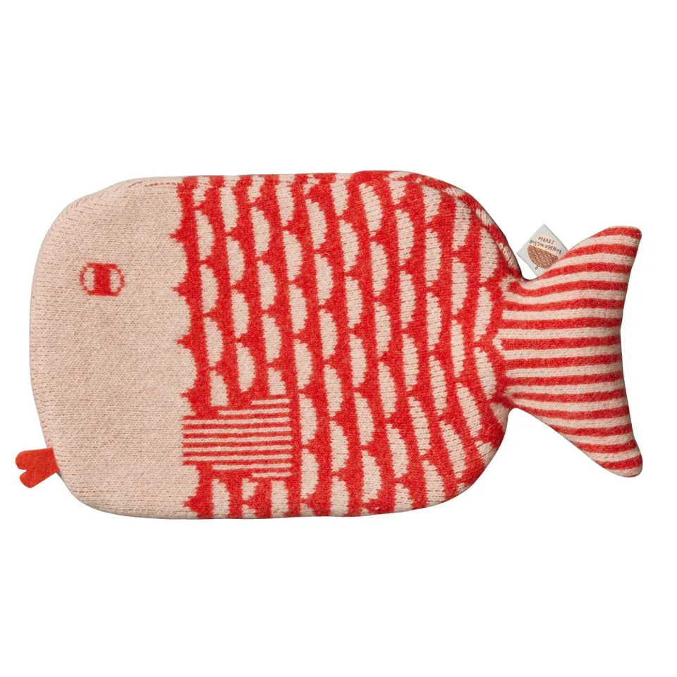 Donna Wilson Finn Wärmflasche Orange Fisch 36x22cm Wolle