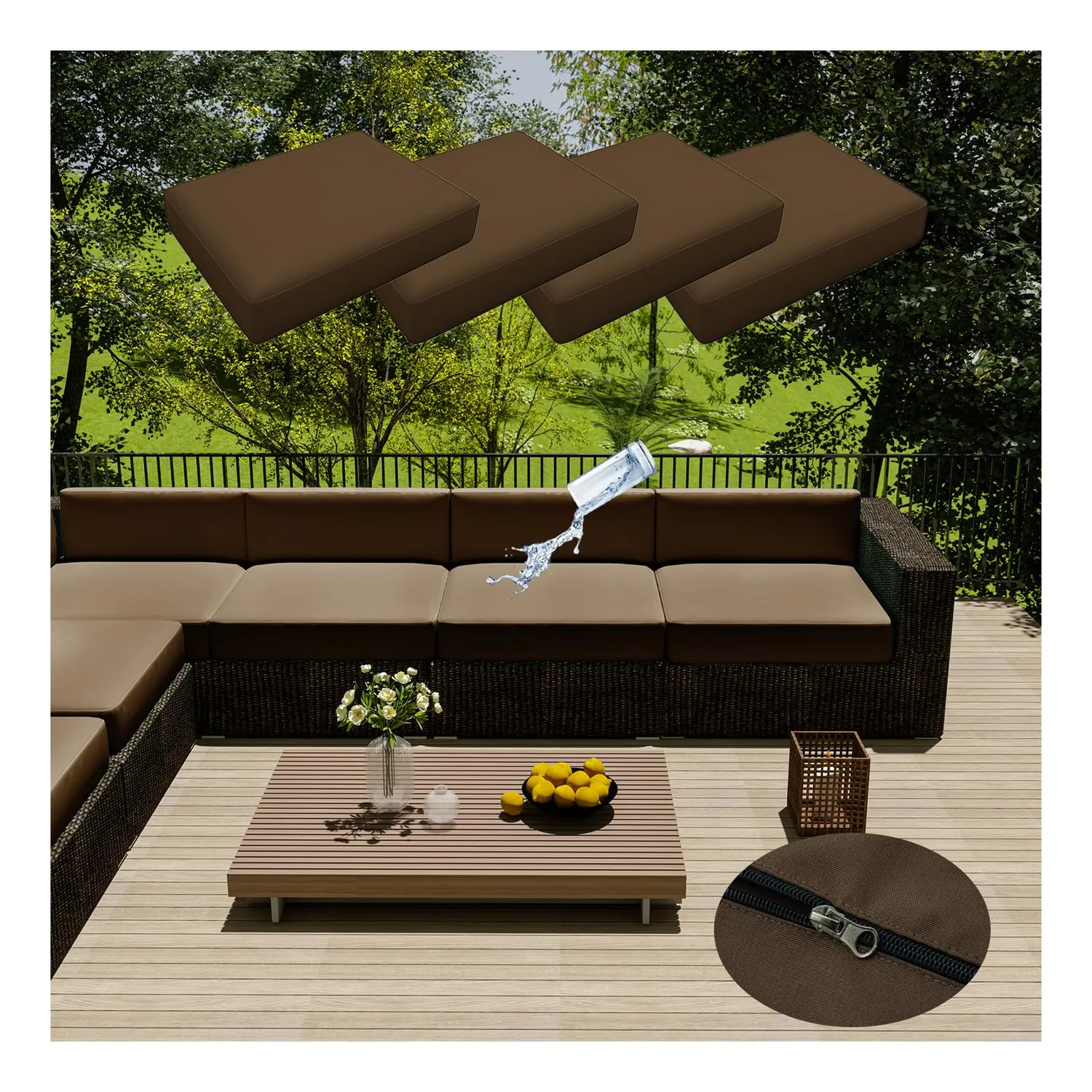 HonunGron Kissenbezug Outdoor 60x60 Rot 4er-Set wasserdicht