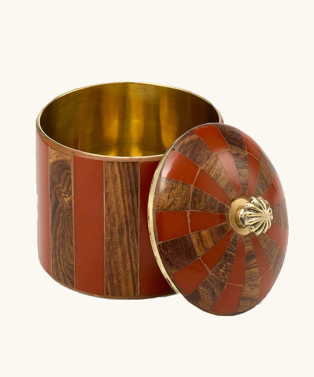 Doing Goods Cirque Piper Grande Aufbewahrungsbox Braun-Rot Holz