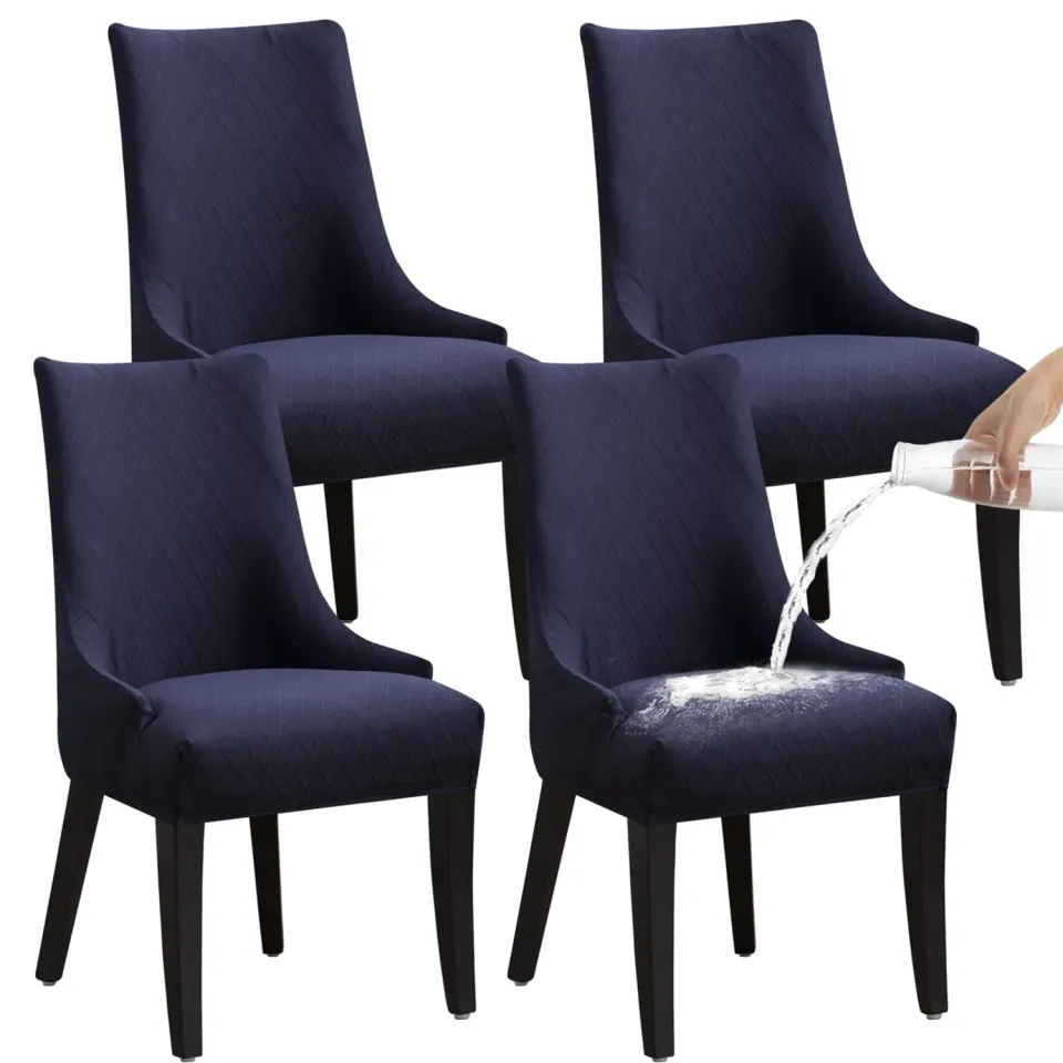 HonunGron Stuhlhussen Esszimmer Navy 4 Stück Jacquard