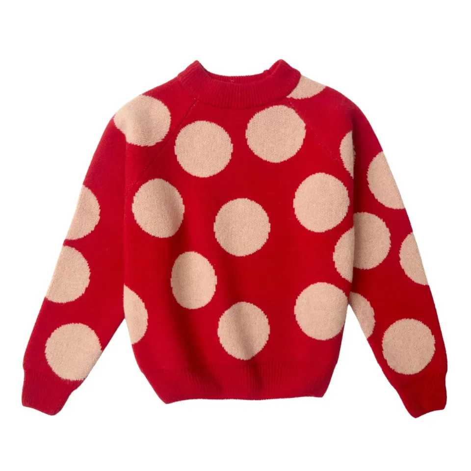 Donna Wilson Dotsy Pullover Lammwolle Rot Punkte