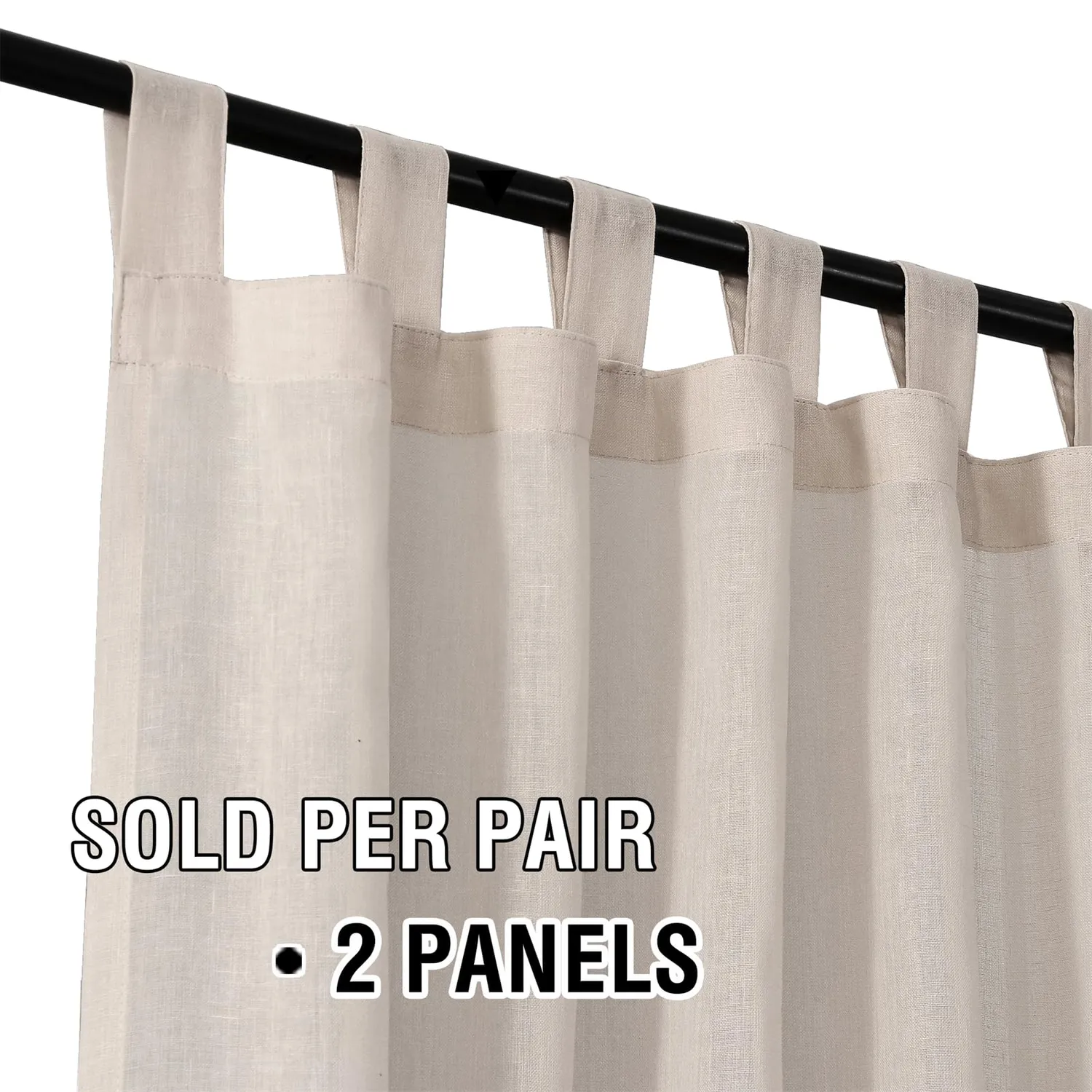 HonunGron Leinenvorhang Beige 2xH183xB132 halbtransparent
