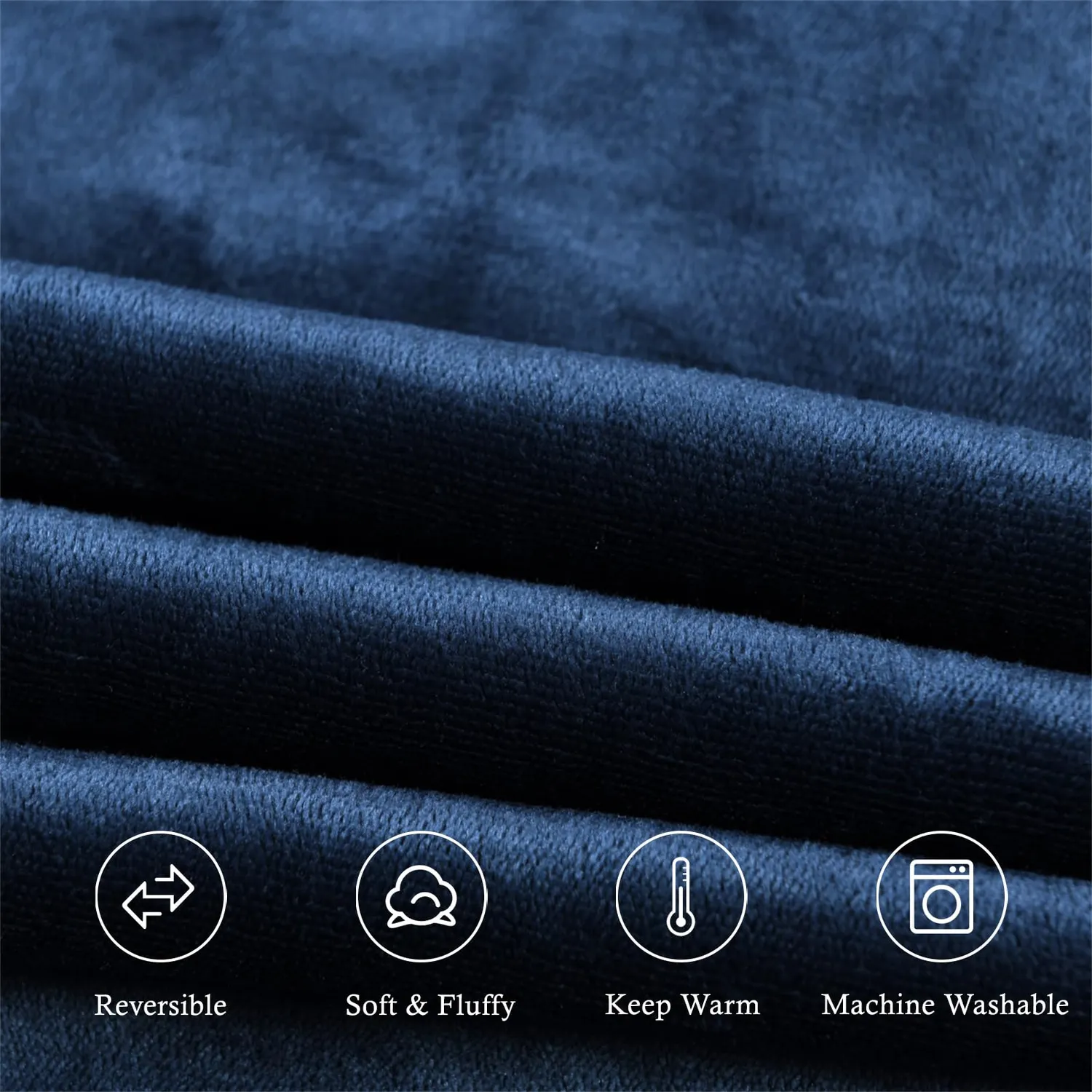 HonunGron Sherpa Fleecedecke 150x200 Marineblau
