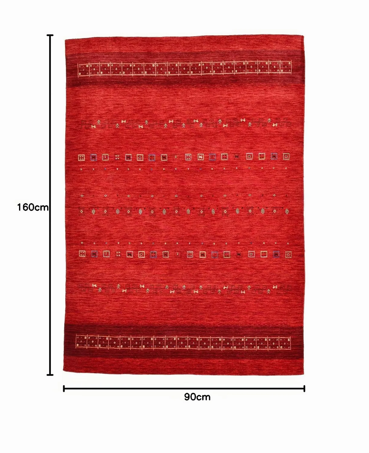 THEKO Lori Dream Gold Teppich 90x160 cm Rot Schurwolle