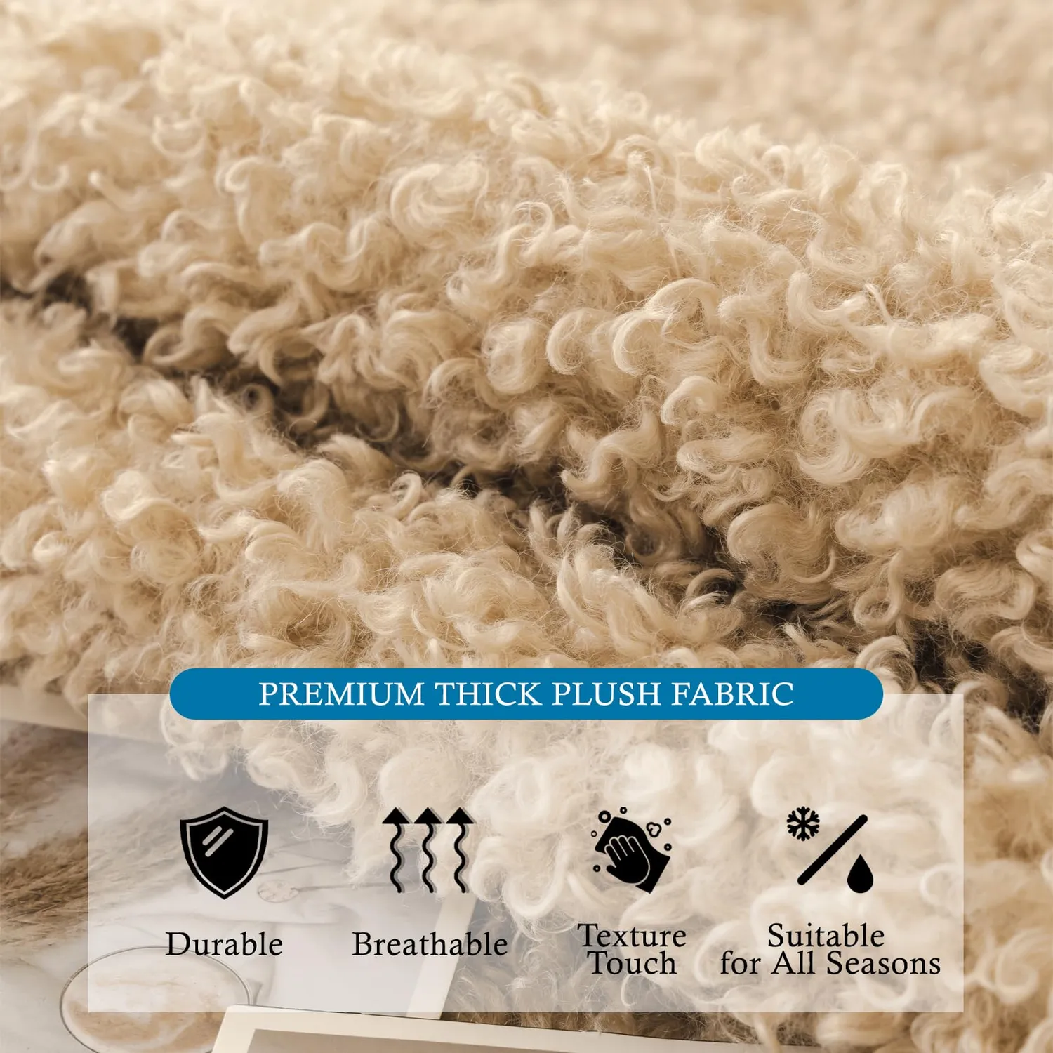 HonunGron Teddy Sofaüberwurf 70x120cm Khaki waschbar
