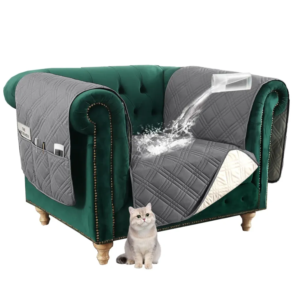 HonunGron Chesterfield Sofabezug Grau 1-Sitzer wasserdicht