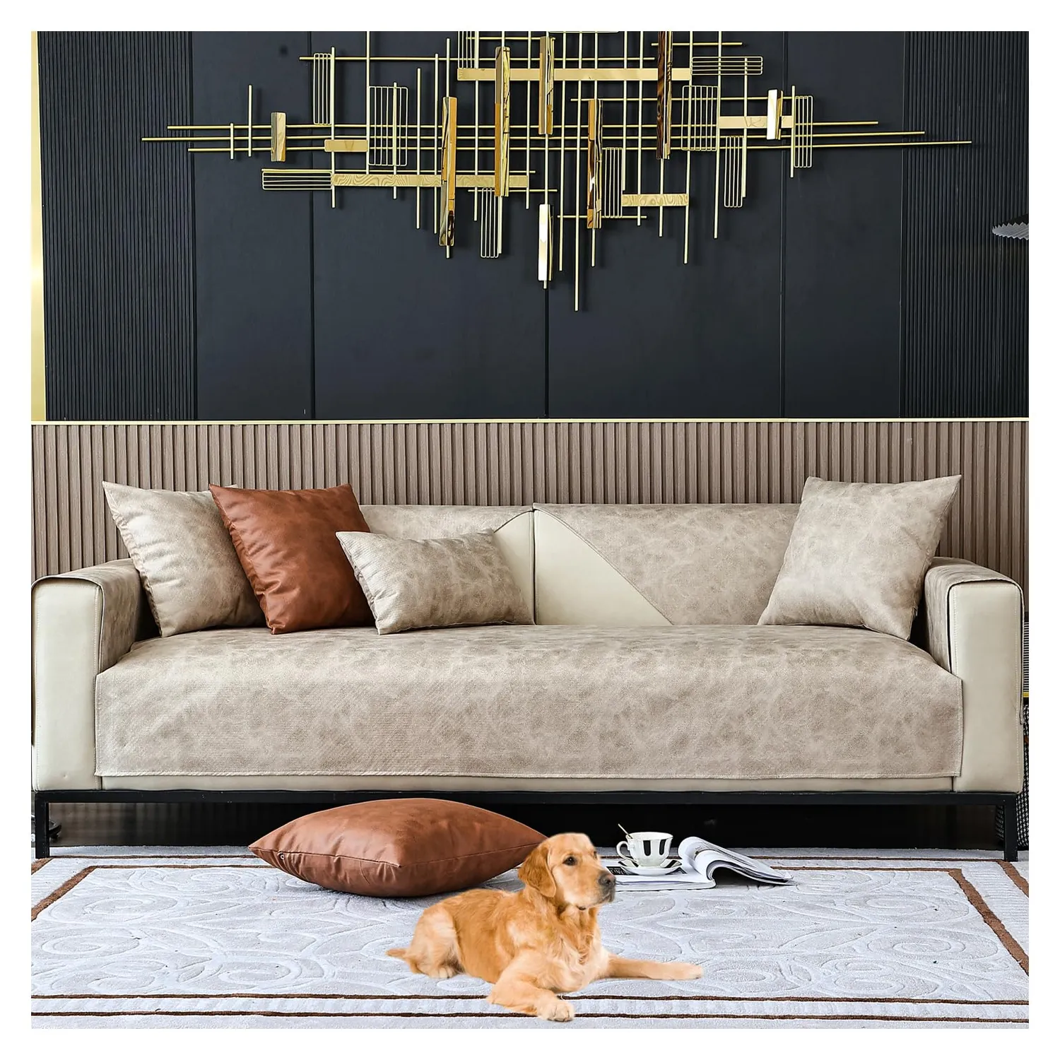 HonunGron Sofaschoner Kunstleder 70x70 Dunkelgrau wasserdicht