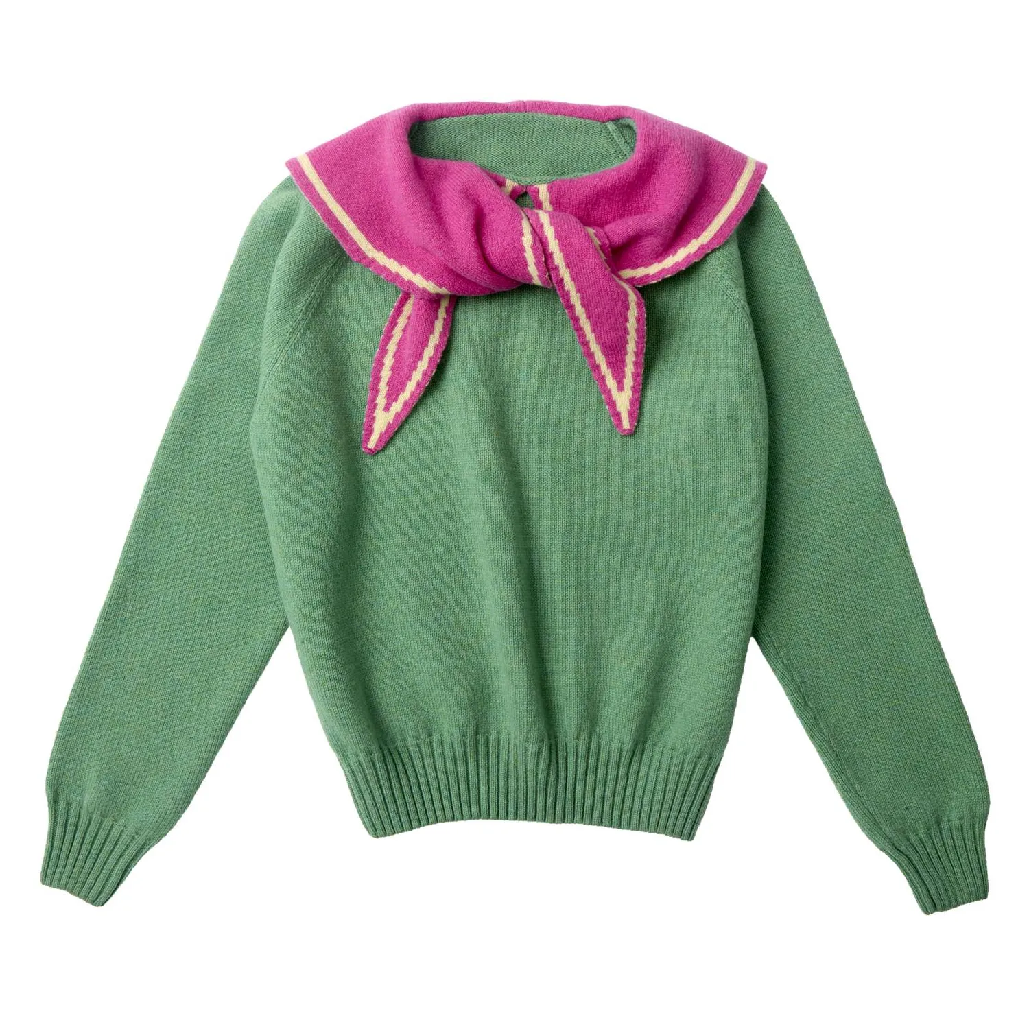 Donna Wilson Audrey Pullover Grün Lammwolle Kragen