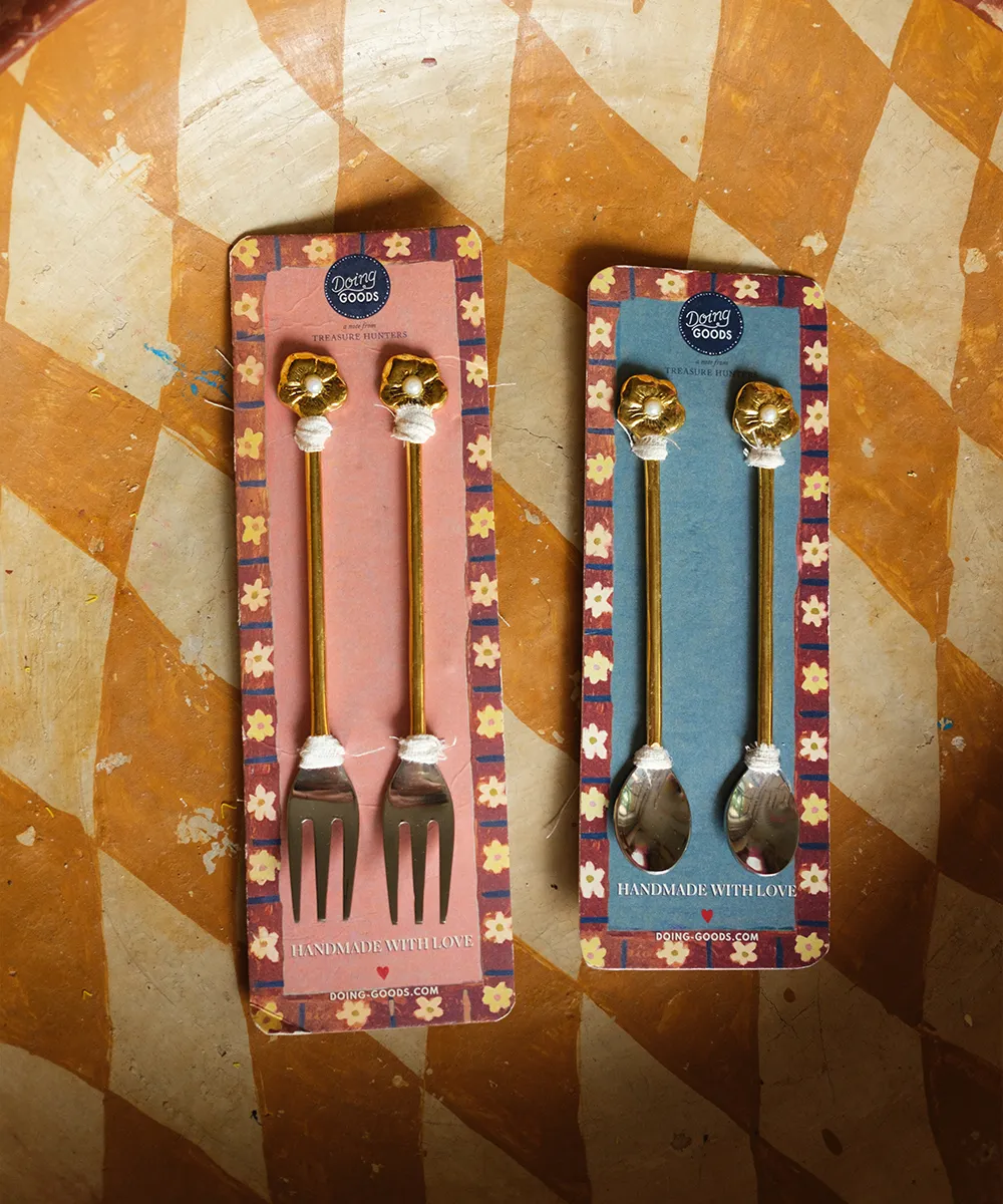 Doing Goods Zoey Flower Teelöffel Set 2tlg Gold Blume