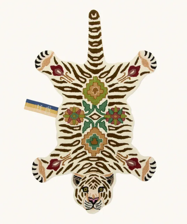 Doing Goods Jill Tiger Teppich 150x90 beige Wolle