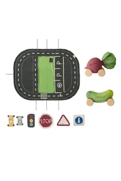 Lorena Canals Eco City Spielset Teppich + Gemüseautos