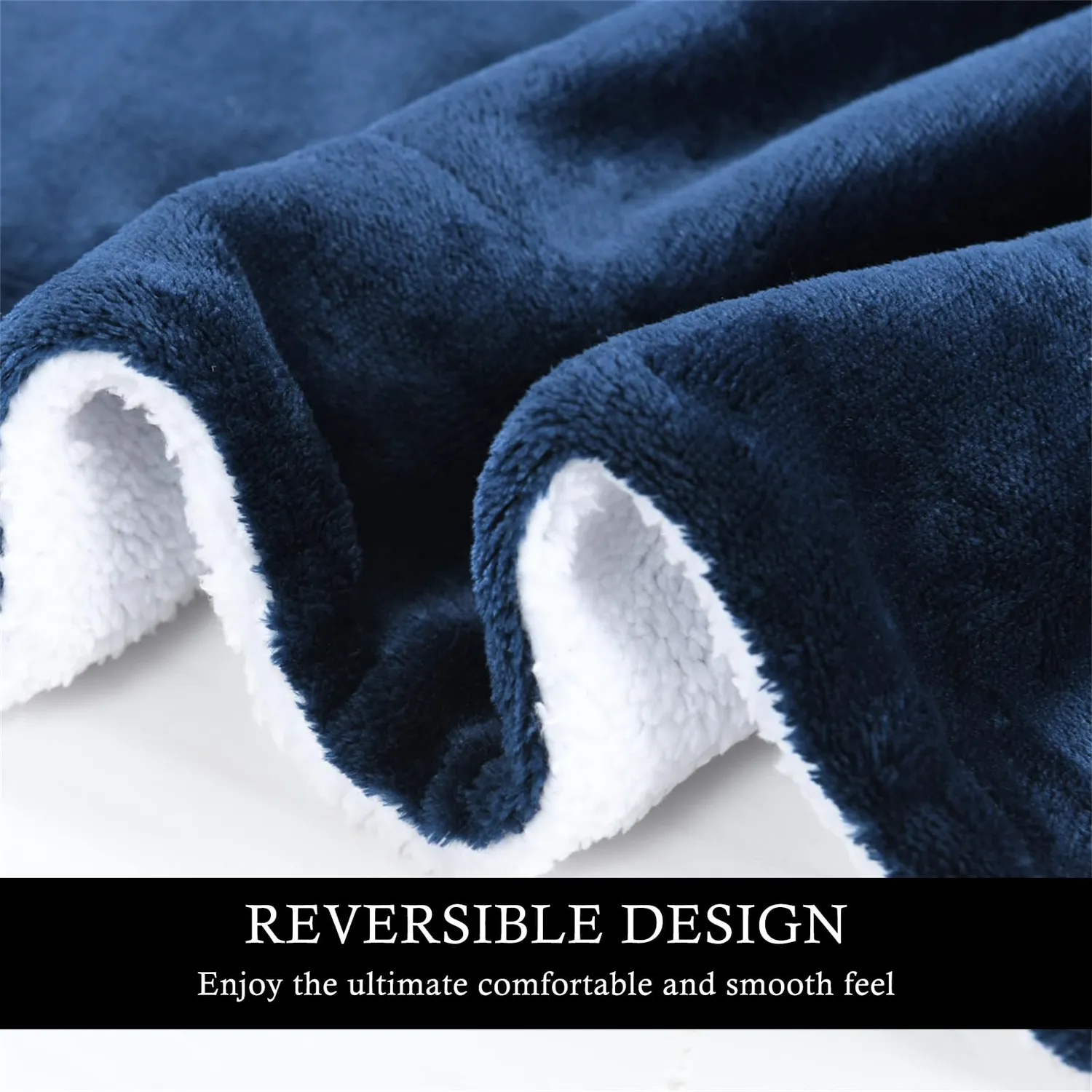 HonunGron Sherpa Fleecedecke 150x200 Marineblau