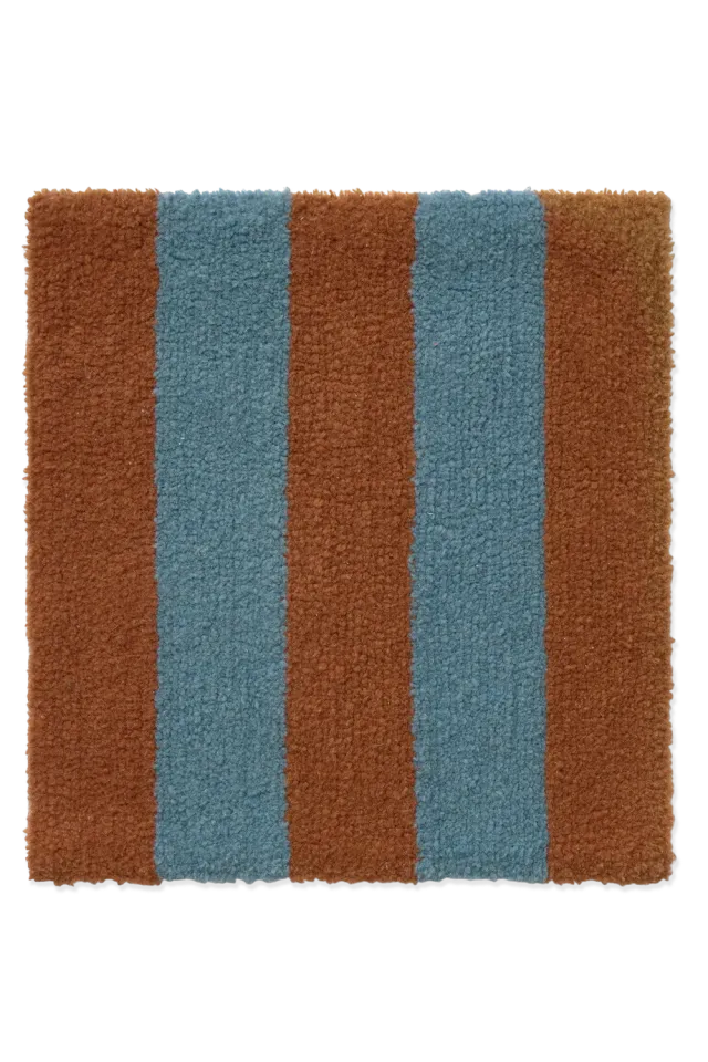 Lorena Canals Cabana Lines Stoffmuster Cinnamon Ocean Blue Wolle