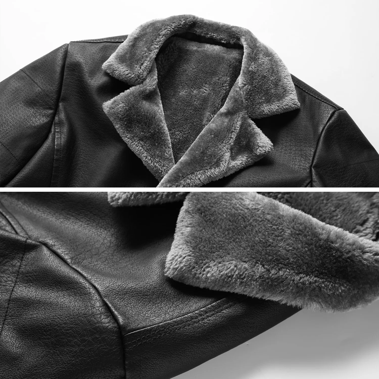 HonunGron Herren Lederjacke Bomber Braun gefüttert