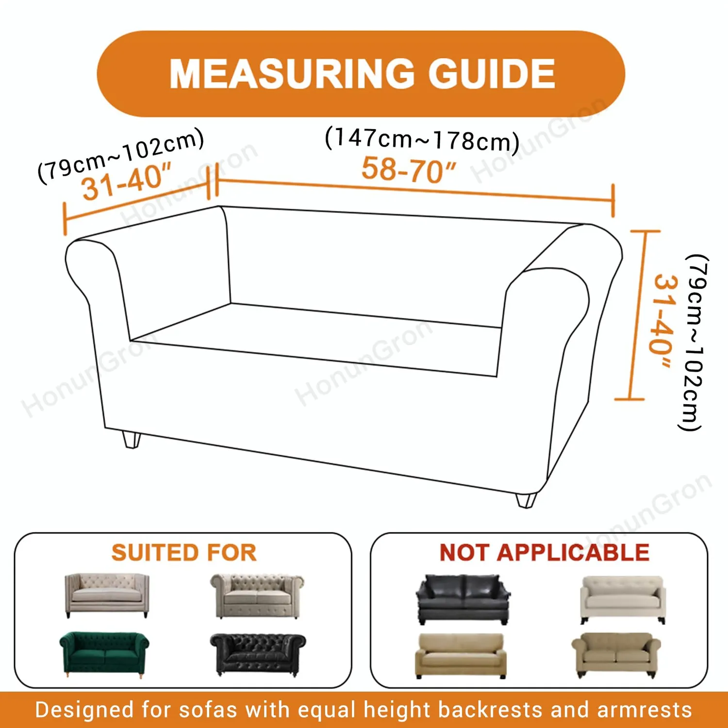 HonunGron Chesterfield Sofabezug 2-Sitzer Graugrün