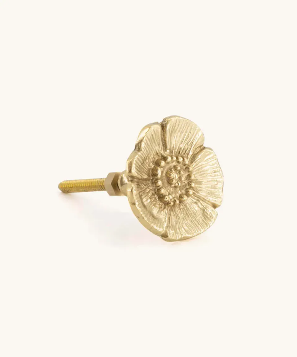 Doing Goods Mia Poppy Möbelknopf Messing floral